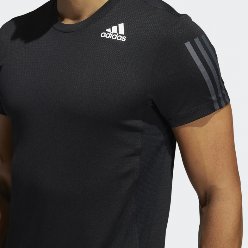 Adidas เสื้อกีฬาผู้ชาย HEAT.RDY 3-Stripes Tee | Black ( GP7653 ) - Image 6