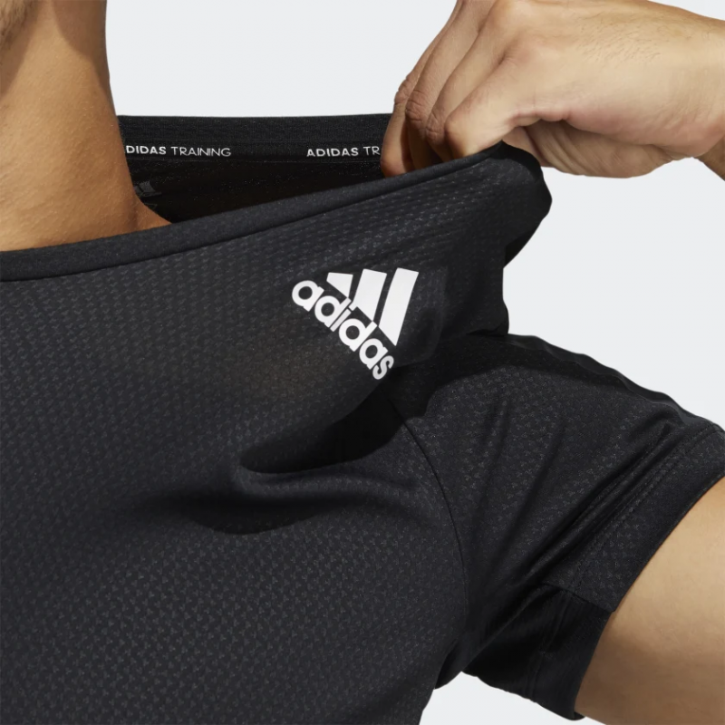 Adidas เสื้อกีฬาผู้ชาย HEAT.RDY 3-Stripes Tee | Black ( GP7653 ) - Image 7