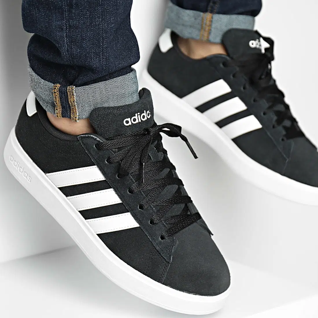 Adidas รองเท้าผ้าใบผู้ชาย Grand Court 2.0 | Core Black/Cloud White/Core Black ( ID2963 ) - Image 9