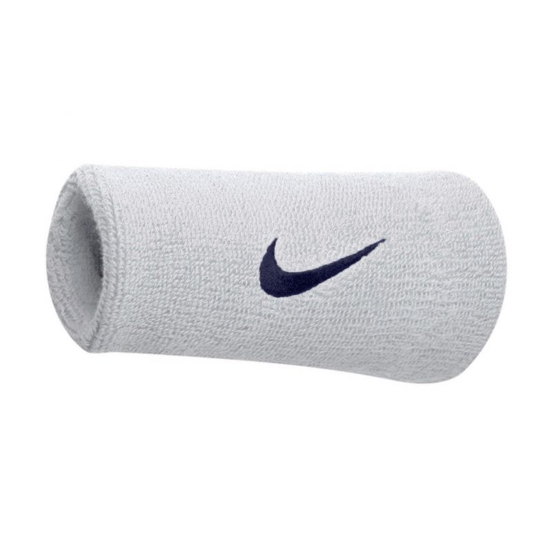 Nike ปลอกรัดข้อมือเทนนิสแบบยาว Swoosh Doublewide Wristbands | White/Obsidian ( N.NN.05.116 ) - Image 2