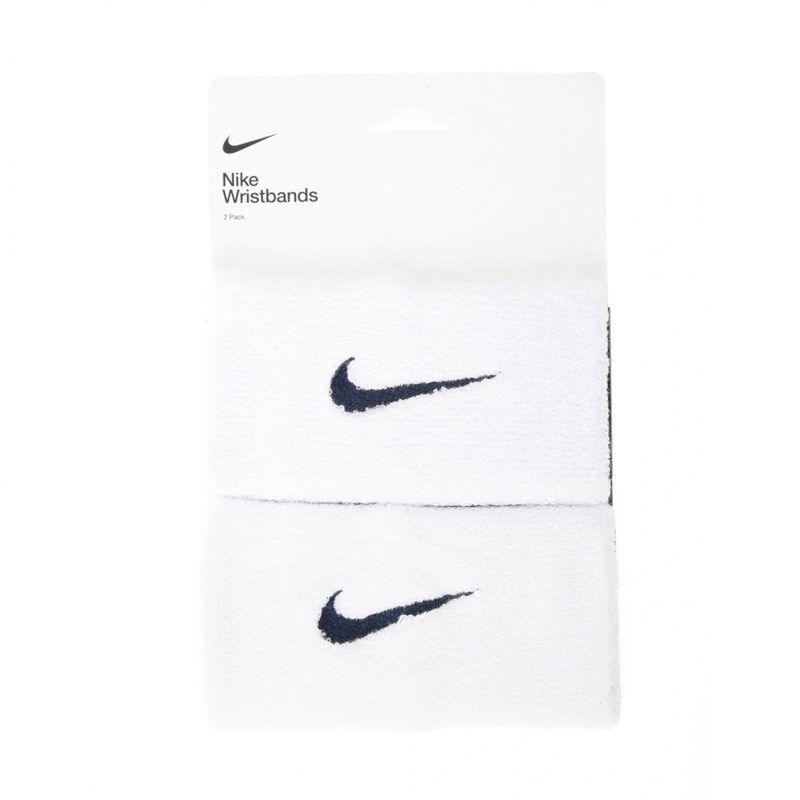 Nike ปลอกรัดข้อมือเทนนิสแบบยาว Swoosh Doublewide Wristbands | White/Obsidian ( N.NN.05.116 ) - Image 5