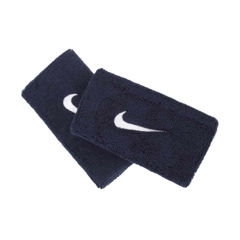 Nike ปลอกรัดข้อมือเทนนิสแบบยาว Swoosh Doublewide Wristbands | Obsidian/White ( N.NN.05.416 ) - Image 10