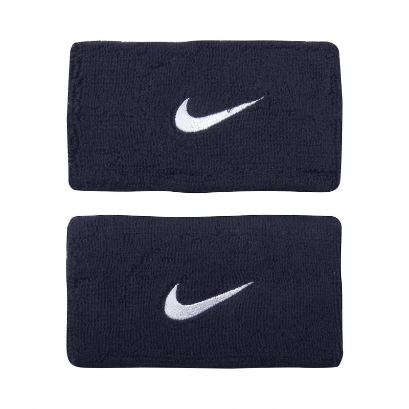 Nike ปลอกรัดข้อมือเทนนิสแบบยาว Swoosh Doublewide Wristbands | Obsidian/White ( N.NN.05.416 ) - Image 12