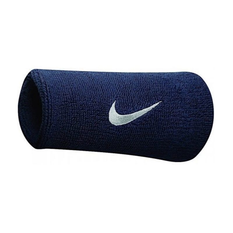 Nike ปลอกรัดข้อมือเทนนิสแบบยาว Swoosh Doublewide Wristbands | Obsidian/White ( N.NN.05.416 ) - Image 2