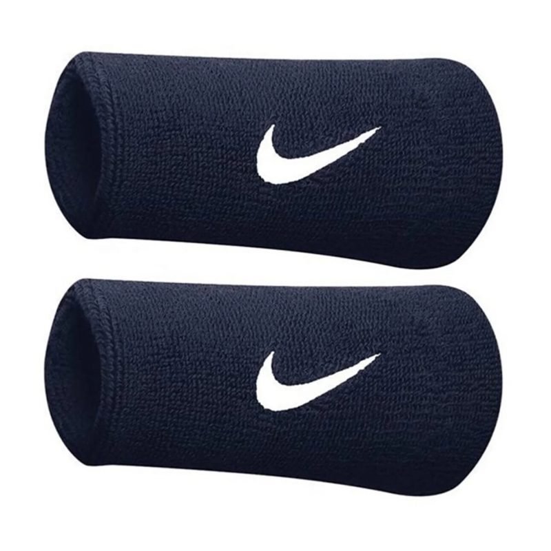 Nike ปลอกรัดข้อมือเทนนิสแบบยาว Swoosh Doublewide Wristbands | Obsidian/White ( N.NN.05.416 ) - Image 3