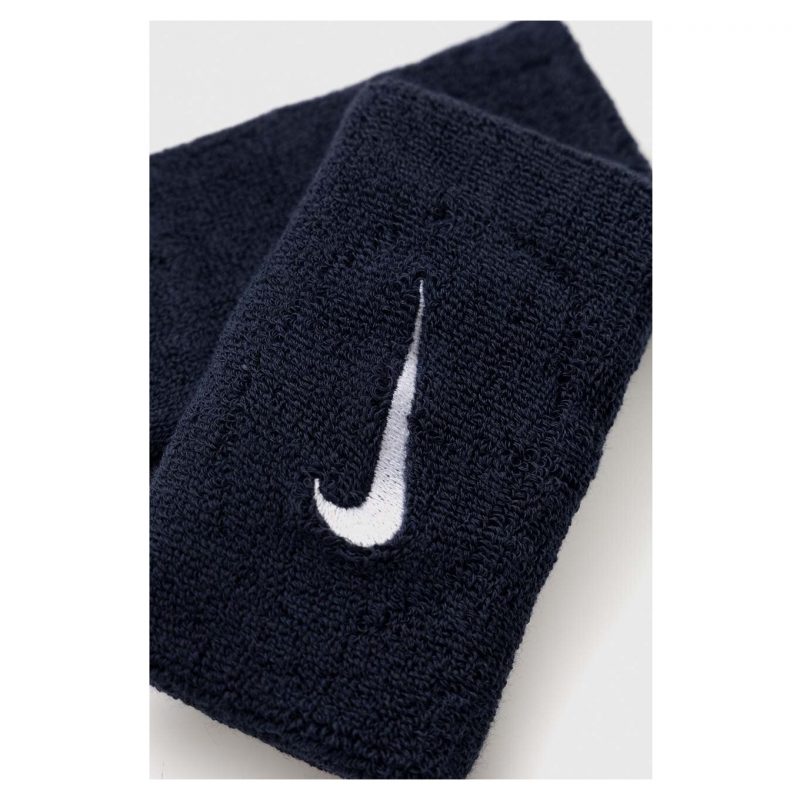Nike ปลอกรัดข้อมือเทนนิสแบบยาว Swoosh Doublewide Wristbands | Obsidian/White ( N.NN.05.416 ) - Image 7