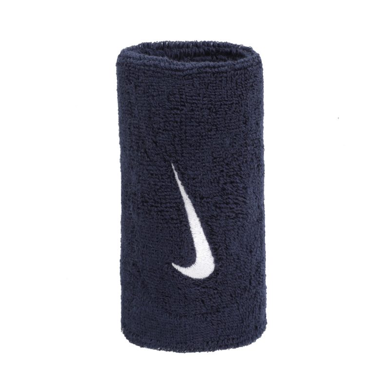 Nike ปลอกรัดข้อมือเทนนิสแบบยาว Swoosh Doublewide Wristbands | Obsidian/White ( N.NN.05.416 ) - Image 9