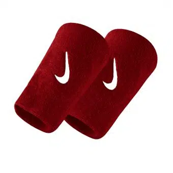 Nike ปลอกรัดข้อมือเทนนิสแบบยาว Swoosh Doublewide Wristbands | Varsity Red/White ( N.NN.05.601 )