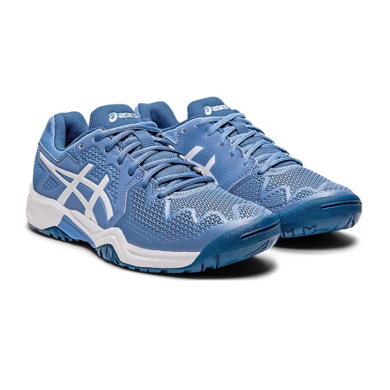 Asics รองเท้าเทนนิสเด็ก Gel-Resolution 8 GS | Blue Harmony/White ( 1044A018-404 ) - Image 2