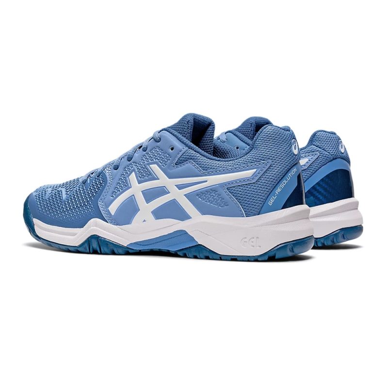 Asics รองเท้าเทนนิสเด็ก Gel-Resolution 8 GS | Blue Harmony/White ( 1044A018-404 ) - Image 3