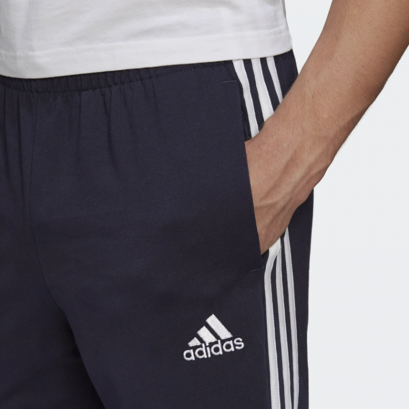 Adidas กางเกงกีฬาขายาวผู้ชาย Essentials Single Jersey Tapered Open Hem 3-Stripes Pants | Legend Ink/White ( GK8997 ) - Image 5