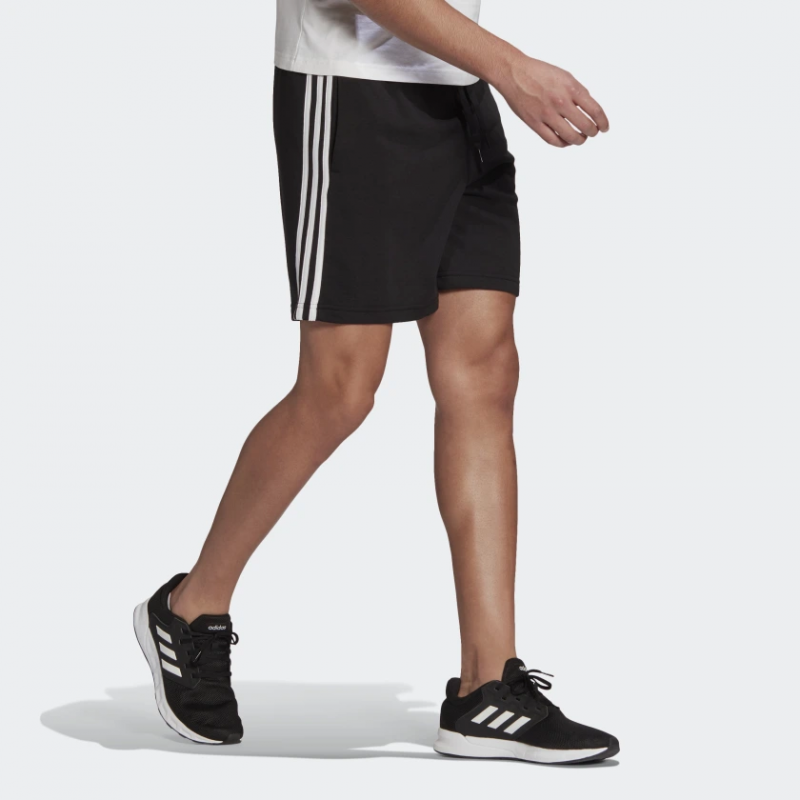 Adidas กางเกงกีฬาขาสั้นผู้ชาย Essentials French Terry 3-Stripes Shorts | Black/White ( GK9597 ) - Image 2