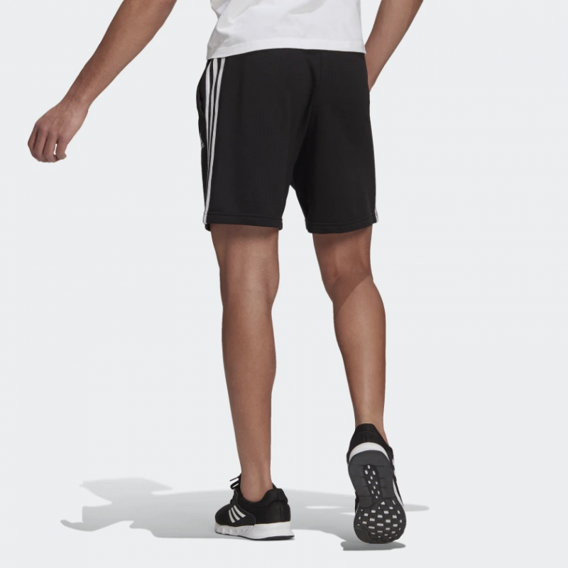 Adidas กางเกงกีฬาขาสั้นผู้ชาย Essentials French Terry 3-Stripes Shorts | Black/White ( GK9597 ) - Image 3