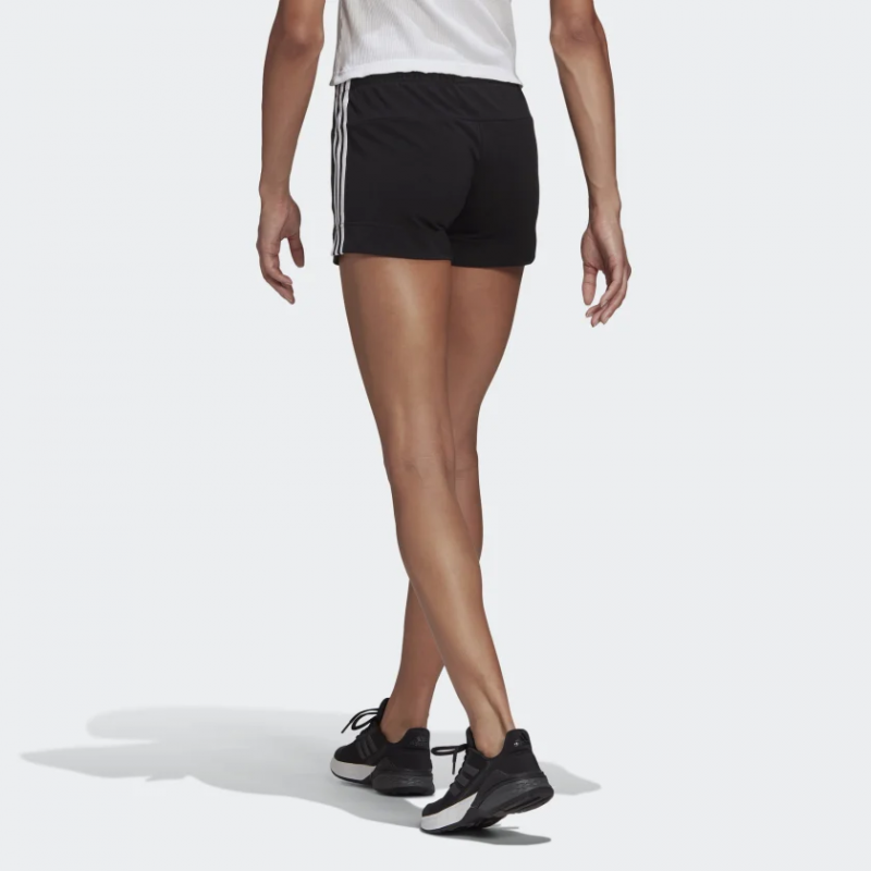 Adidas กางเกงกีฬาขาสั้นผู้หญิง Essentials Slim 3-Stripes Shorts | Black/White ( GM5523 ) - Image 3