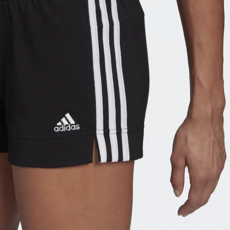 Adidas กางเกงกีฬาขาสั้นผู้หญิง Essentials Slim 3-Stripes Shorts | Black/White ( GM5523 ) - Image 5