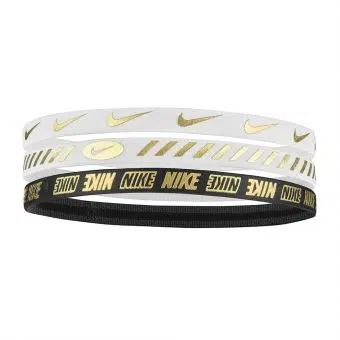 Nike แถบรัดศีรษะเทนนิส Headbands 3.0 3-Pack | Metallic White/White/Black ( N.100.4527.112 )