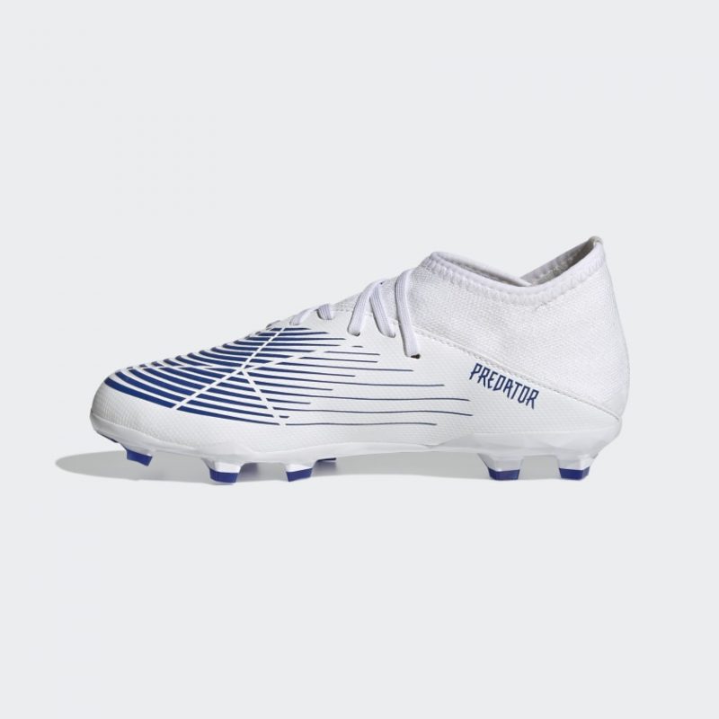 Adidas รองเท้าฟุตบอลเด็ก / สตั๊ดเด็ก Predator Edge.3 FG Kids | Cloud White/Hi-Res Blue/Cloud White ( GX5211 ) - Image 4
