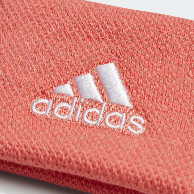 Adidas ปลอกรัดข้อมือเทนนิสแบบสั้น Tennis Wristband Small | Semi Turbo/White ( HD7325 ) - Image 2