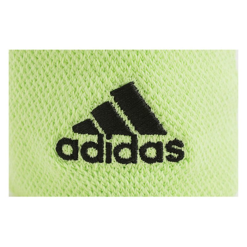 Adidas ปลอกรัดข้อมือเทนนิสแบบสั้น Tennis Wristband Small | Pulse Lime/Black ( HD7326 ) - Image 5
