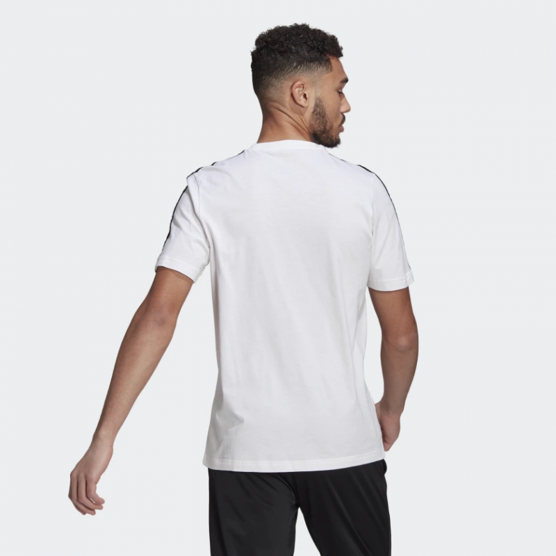 Adidas เสื้อกีฬาผู้ชาย Essentials 3-Stripes Tee | White/Black ( GL3733 ) - Image 3