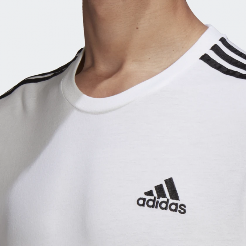 Adidas เสื้อกีฬาผู้ชาย Essentials 3-Stripes Tee | White/Black ( GL3733 ) - Image 5