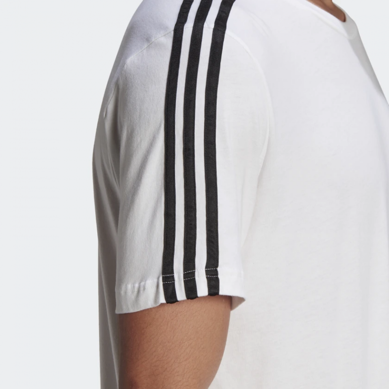 Adidas เสื้อกีฬาผู้ชาย Essentials 3-Stripes Tee | White/Black ( GL3733 ) - Image 6