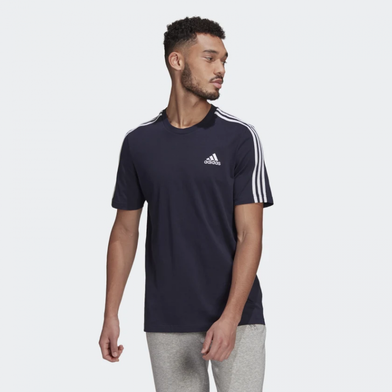 Adidas เสื้อกีฬาผู้ชาย Essentials 3-Stripes Tee | Legend Ink ( GL3734 ) - Image 2