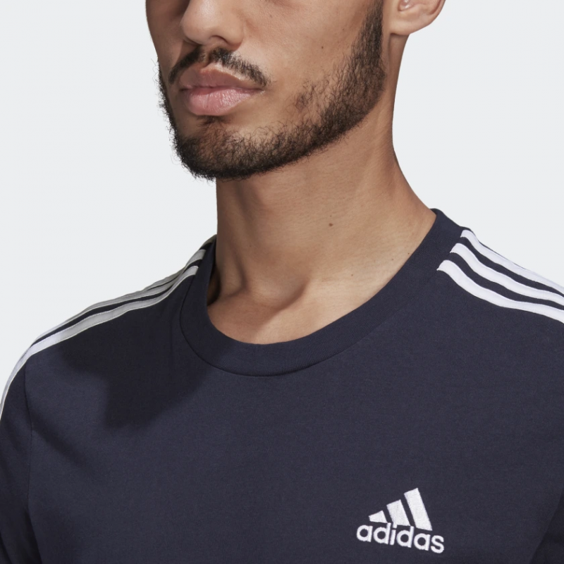 Adidas เสื้อกีฬาผู้ชาย Essentials 3-Stripes Tee | Legend Ink ( GL3734 ) - Image 5