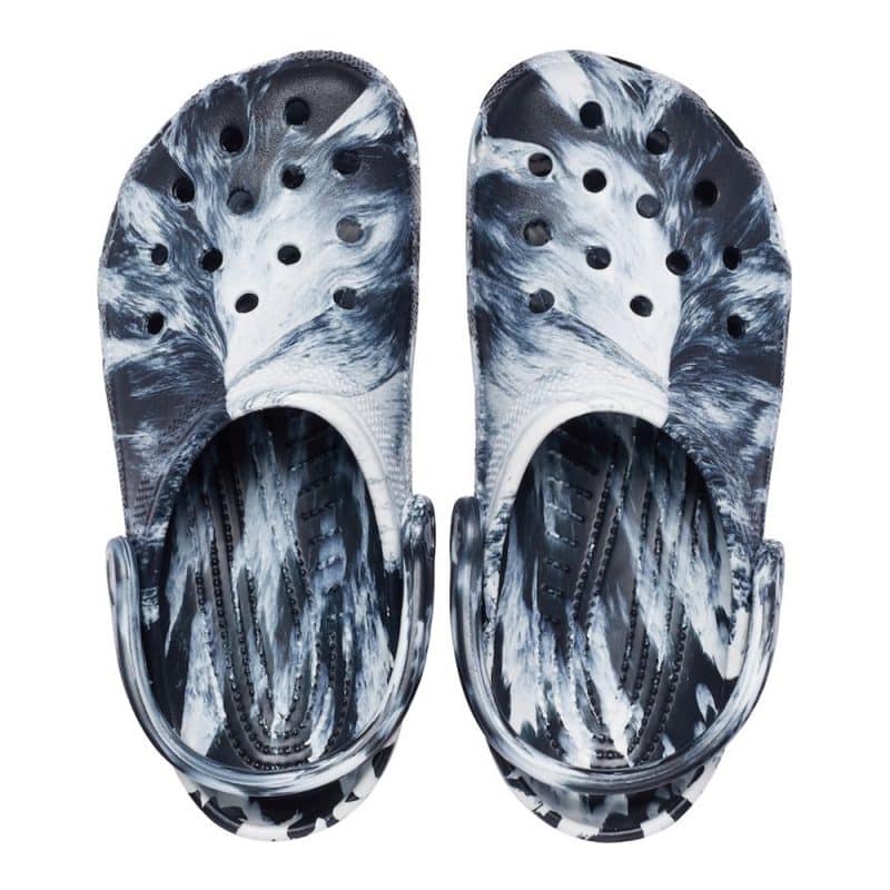 Crocs รองเท้าแตะ Classic Marbled Clog | White/Black ( 206867-103 ) - Image 6