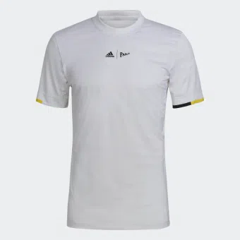 Adidas เสื้อเทนนิสผู้ชาย Tennis London FreeLift Tee | White/Impact Yellow ( HC8540 )
