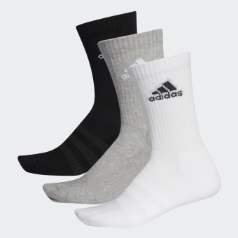 Adidas ถุงเท้า Cushioned Crew Socks 3 Pairs | Medium Grey Heather/White/Black/White ( DZ9355 )