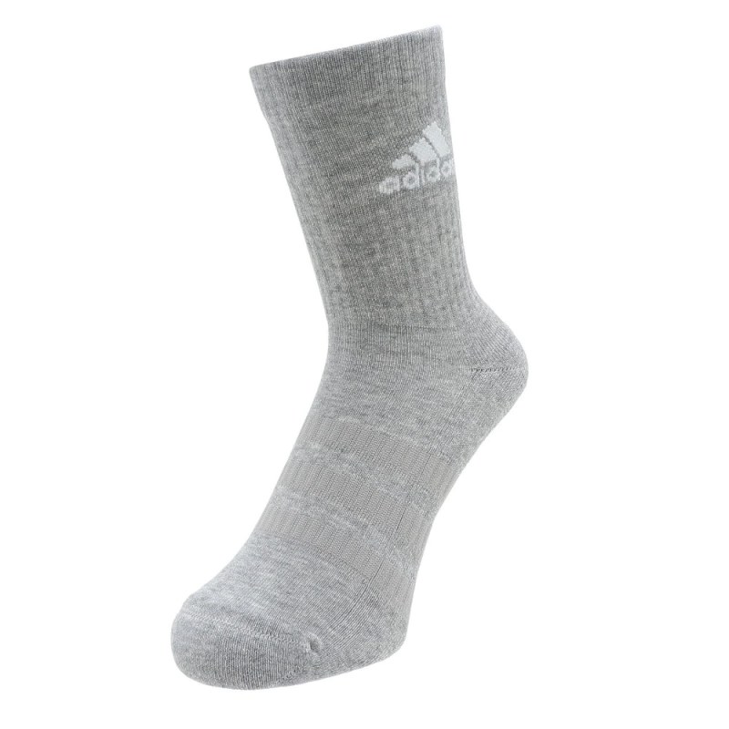 Adidas ถุงเท้า Cushioned Crew Socks 3 Pairs | Medium Grey Heather/White/Black/White ( DZ9355 ) - Image 11