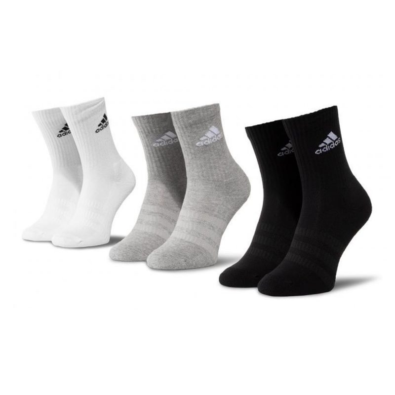 Adidas ถุงเท้า Cushioned Crew Socks 3 Pairs | Medium Grey Heather/White/Black/White ( DZ9355 ) - Image 14