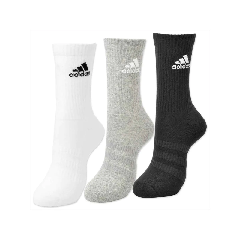 Adidas ถุงเท้า Cushioned Crew Socks 3 Pairs | Medium Grey Heather/White/Black/White ( DZ9355 ) - Image 25