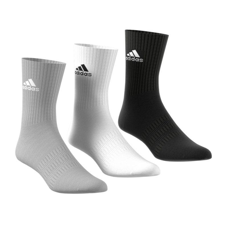 Adidas ถุงเท้า Cushioned Crew Socks 3 Pairs | Medium Grey Heather/White/Black/White ( DZ9355 ) - Image 26