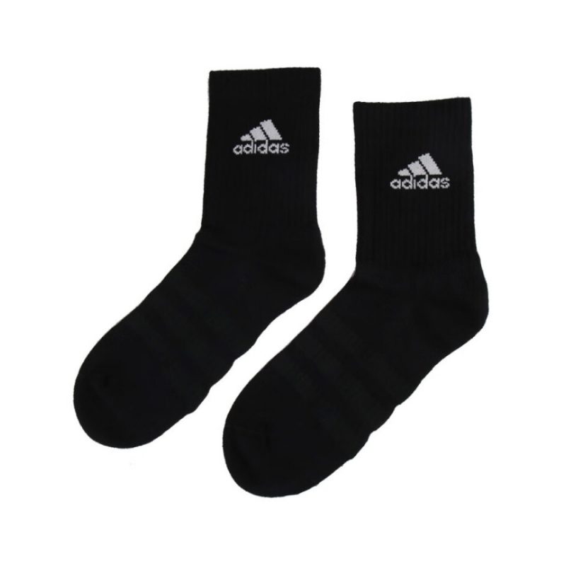 Adidas ถุงเท้า Cushioned Crew Socks 3 Pairs | Medium Grey Heather/White/Black/White ( DZ9355 ) - Image 3
