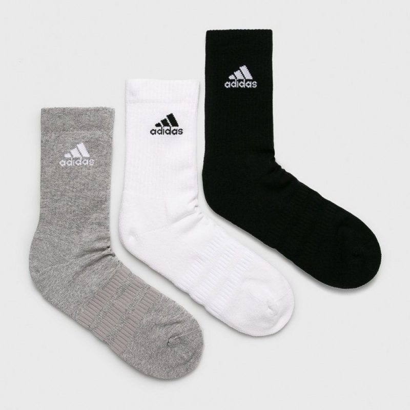 Adidas ถุงเท้า Cushioned Crew Socks 3 Pairs | Medium Grey Heather/White/Black/White ( DZ9355 ) - Image 6