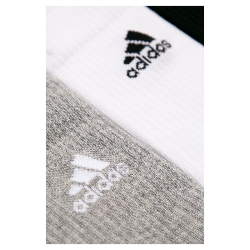 Adidas ถุงเท้า Cushioned Crew Socks 3 Pairs | Medium Grey Heather/White/Black/White ( DZ9355 ) - Image 7