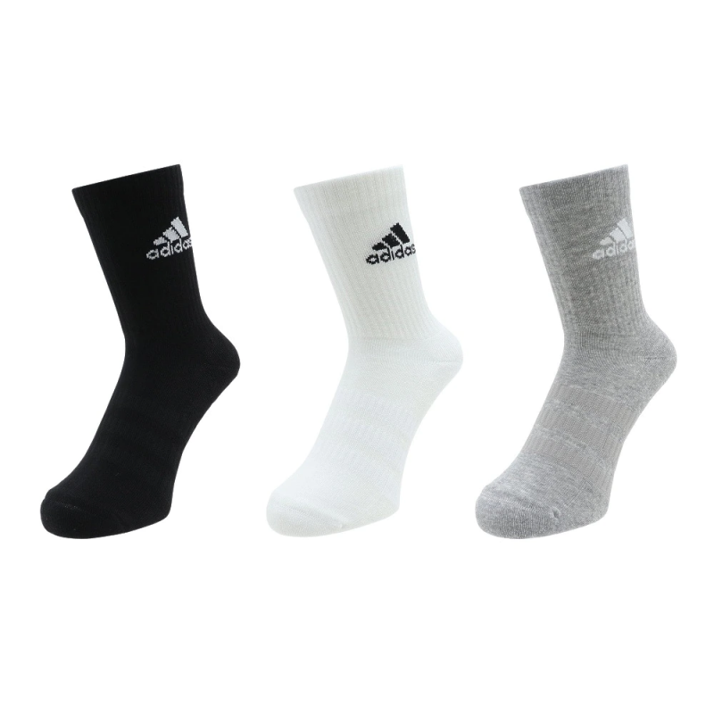 Adidas ถุงเท้า Cushioned Crew Socks 3 Pairs | Medium Grey Heather/White/Black/White ( DZ9355 ) - Image 8