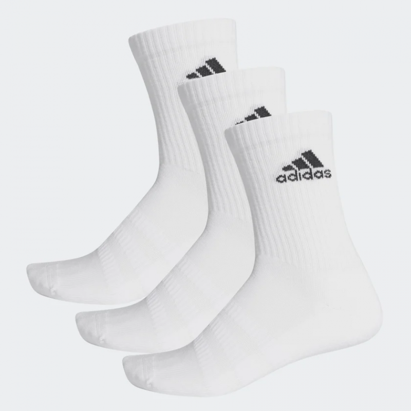 Adidas ถุงเท้า Cushioned Crew Socks 3 Pairs | White/White/Black ( DZ9356 )