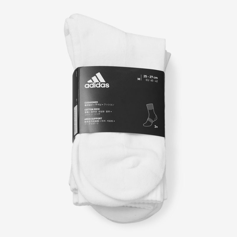 Adidas ถุงเท้า Cushioned Crew Socks 3 Pairs | White/White/Black ( DZ9356 ) - Image 13