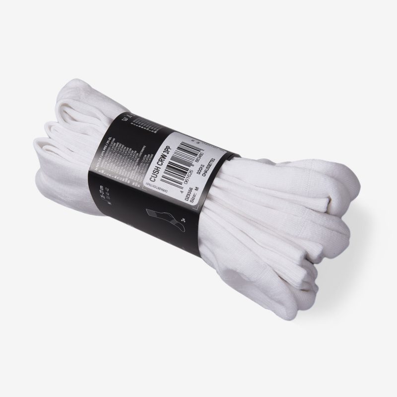 Adidas ถุงเท้า Cushioned Crew Socks 3 Pairs | White/White/Black ( DZ9356 ) - Image 14
