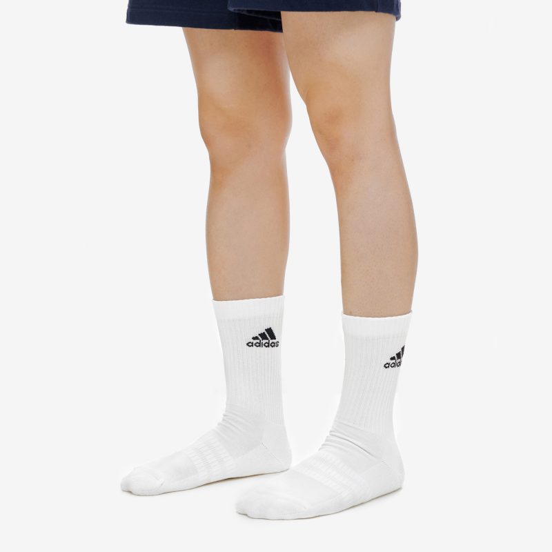 Adidas ถุงเท้า Cushioned Crew Socks 3 Pairs | White/White/Black ( DZ9356 ) - Image 15
