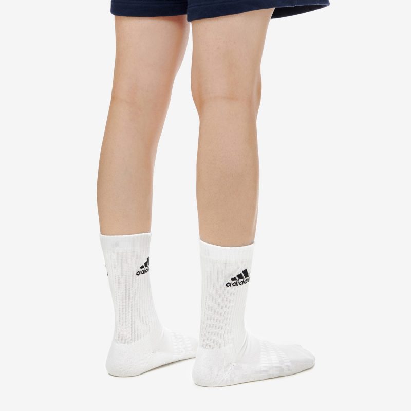 Adidas ถุงเท้า Cushioned Crew Socks 3 Pairs | White/White/Black ( DZ9356 ) - Image 16