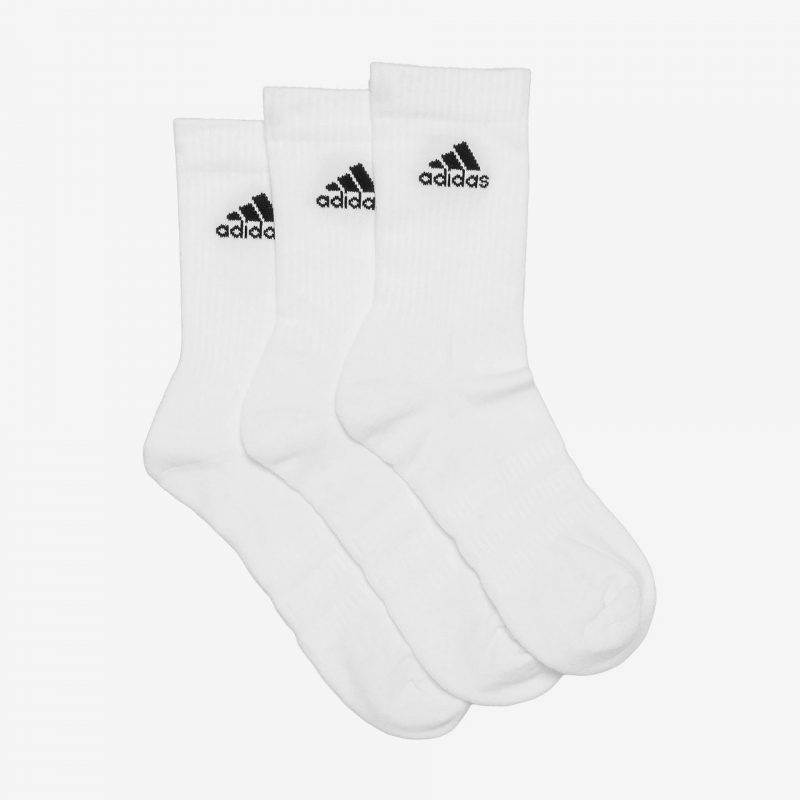 Adidas ถุงเท้า Cushioned Crew Socks 3 Pairs | White/White/Black ( DZ9356 ) - Image 2