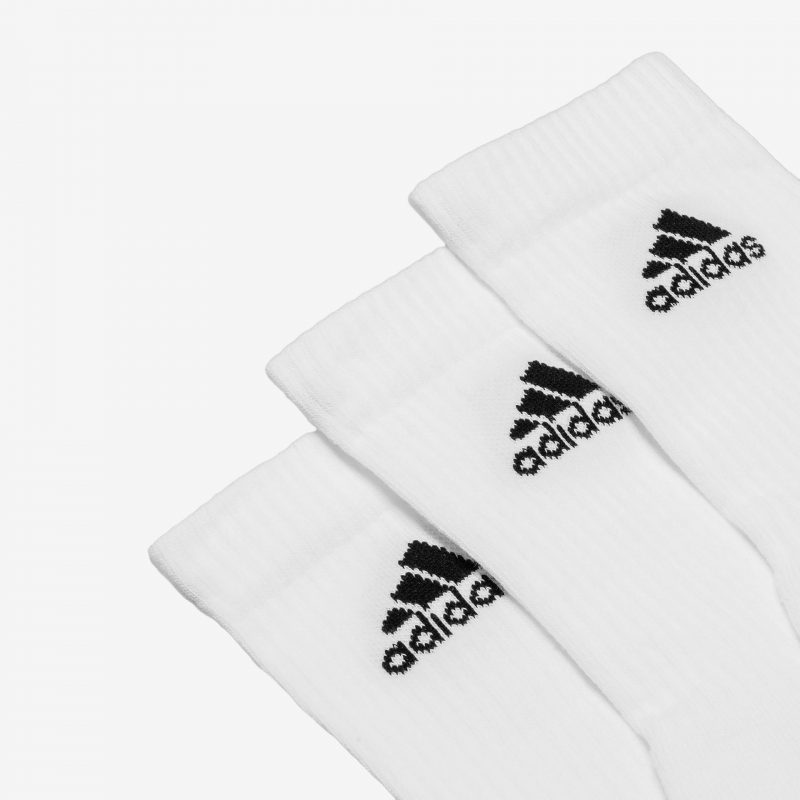 Adidas ถุงเท้า Cushioned Crew Socks 3 Pairs | White/White/Black ( DZ9356 ) - Image 3