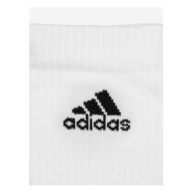 Adidas ถุงเท้า Cushioned Crew Socks 3 Pairs | White/White/Black ( DZ9356 ) - Image 4