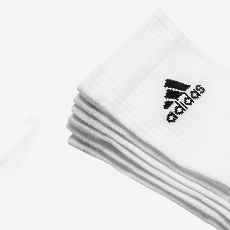 Adidas ถุงเท้า Cushioned Crew Socks 3 Pairs | White/White/Black ( DZ9356 ) - Image 6