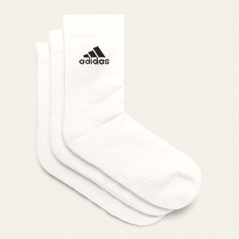 Adidas ถุงเท้า Cushioned Crew Socks 3 Pairs | White/White/Black ( DZ9356 ) - Image 7