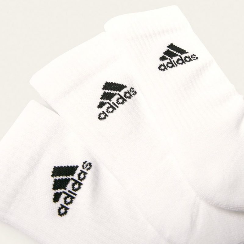 Adidas ถุงเท้า Cushioned Crew Socks 3 Pairs | White/White/Black ( DZ9356 ) - Image 8